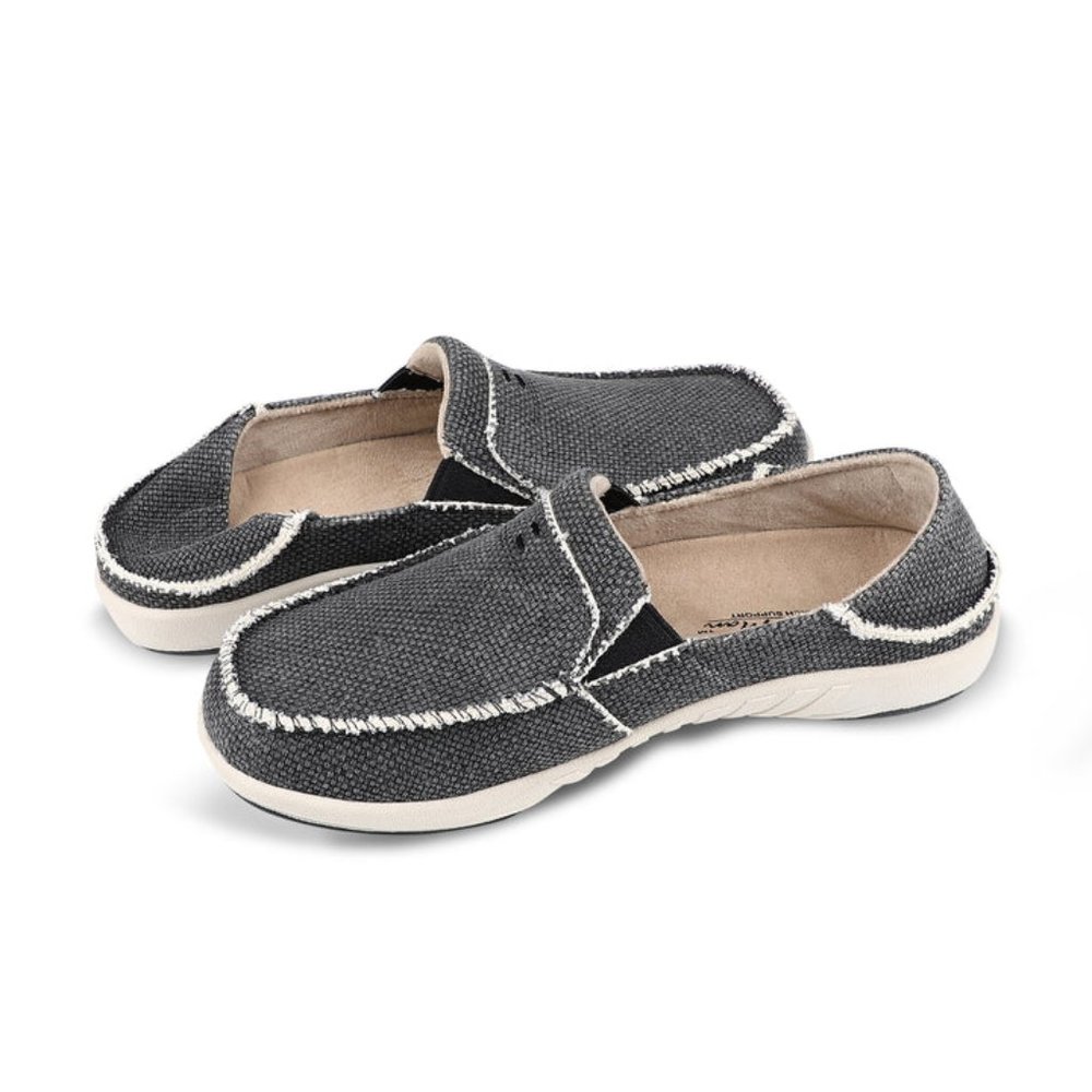 GeckoMan Women Arch Support Loafer Shoes -Black Canvas